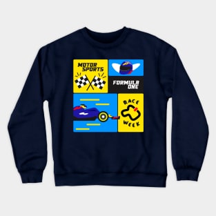 Formula one racing week motor sports blue red and yellow Crewneck Sweatshirt